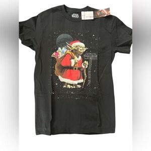Star Wars Christmas Yoda Santa Sack Of Presents T-Shirt, S NEW